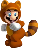 a cartoon character dressed as a raccoon with a white background