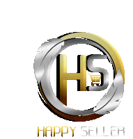 a logo for happy seller with a shopping cart in the middle