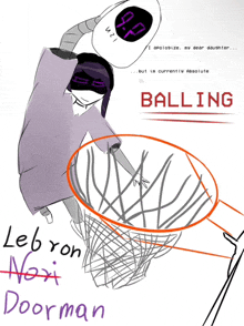 a drawing of a person holding a ball with the word balling on it