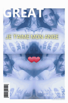 a magazine cover with the words great je t'aime mon ange