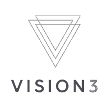 a logo for vision 3 shows a triangle and the number 3