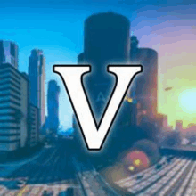 a picture of a city with a letter v in the middle of it .