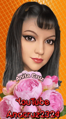 a picture of anita cruz with pink flowers and youtube anocruz2284