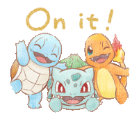 a drawing of a turtle squirtle and charmander says on it