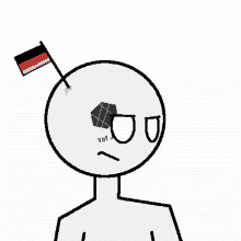 a cartoon character with a german flag sticking out of his head