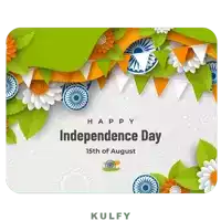 a happy independence day greeting card with paper flowers and flags