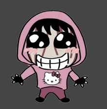 a drawing of a person wearing a hello kitty hoodie