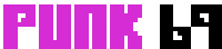 the word punk is written in pink and black squares .