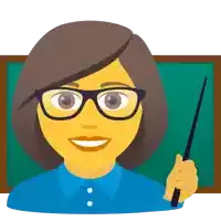 a woman with glasses and a yellow face is holding a pointer