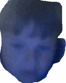 a blurry picture of a person 's face with a blue colored background