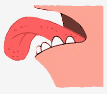 a cartoon drawing of a person 's mouth with a red tongue sticking out