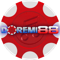 a red and white circle with the word doremi88 on it