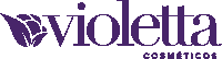 a purple logo for violetta cosmetics with a leaf on it