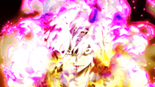 a drawing of a person surrounded by purple and yellow smoke