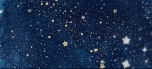 a blue background with a lot of gold stars on it