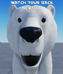 a polar bear with the words " watch your back next pd " below it