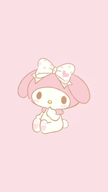 a pink and white bunny with a bow on her head