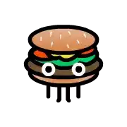 a cartoon illustration of a hamburger with a face on it