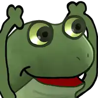 a cartoon frog with a red mouth and a heart on its head