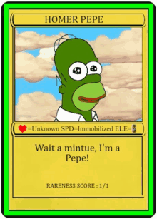 a card with homer simpson on it that says homer pepe