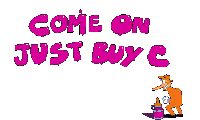 a cartoon drawing of a man holding a bucket that says " come on just buy c "