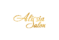 a logo for alissia salon in gold letters on a white background