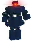 a pixel art of a robot with a red light on his head .