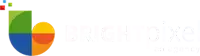 a colorful logo for a company called bright pixels photography