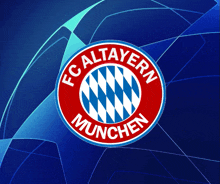 a logo for fc altayern munchen is shown on a blue background