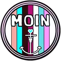 a circle with the word moin and an anchor in it