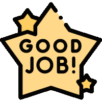 a yellow star with the words " good job " on it