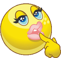 a cartoon smiley face with a woman 's lips and a finger pointing at it