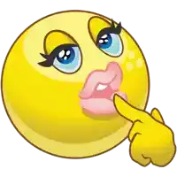 a cartoon smiley face with a woman 's lips and a finger pointing at it