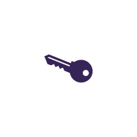 a purple key on a white background