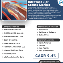 a poster titled intravascular stents market shows a picture of a surgical device