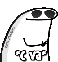 a drawing of a person wearing sunglasses and the word * c va *