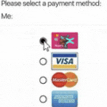 a screenshot of a website asking you to select a payment method