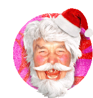 a man with a santa hat on his head and a white beard