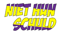 a yellow and purple logo that says niet hun schild