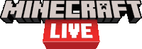 a logo for minecraft live with a red block in the middle