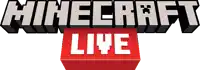 a logo for minecraft live with a red block in the middle