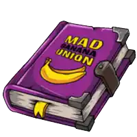 a purple book that says mad banana union on the cover