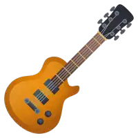 a cartoon drawing of a guitar with a black headstock