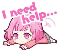 a girl with pink hair is laying on the floor and says i need help ..