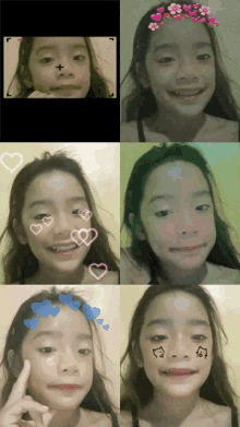 a girl with braces on her teeth is shown in a collage of photos