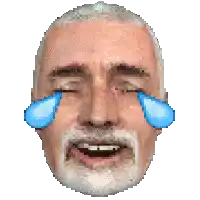 a pixelated image of a man with tears running down his face