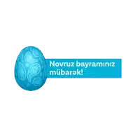 a blue easter egg with the words novruz bayraminiz mubarak on the bottom