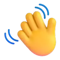 a yellow hand with blue lines on it is waving