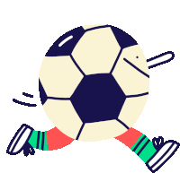 a cartoon drawing of a soccer ball with a face