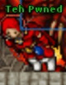 a blurred image of a video game character with the words teh pwned written on the bottom .